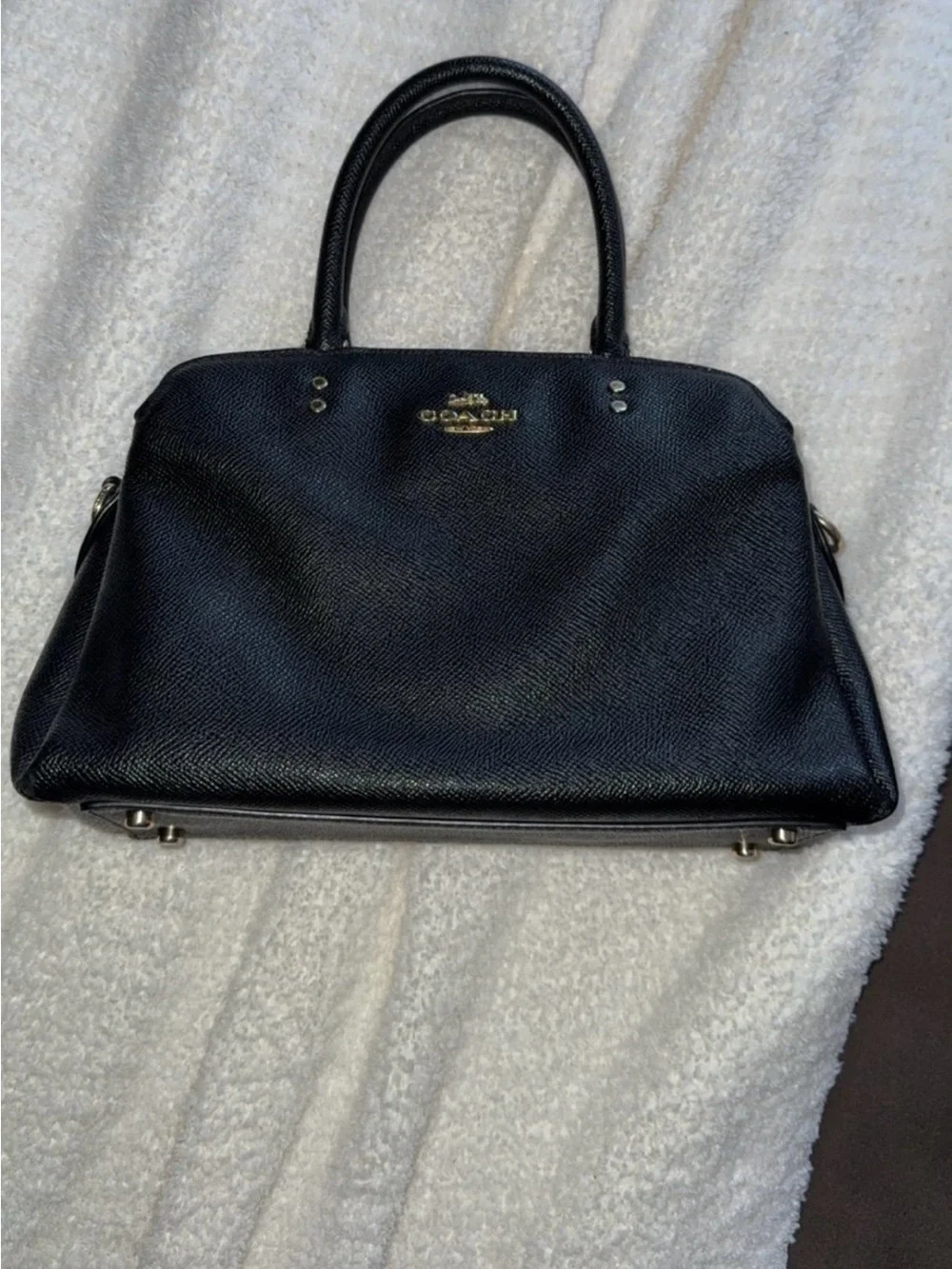 Coach Black Lillie Caryall Pebbled Leather Dome Satchel